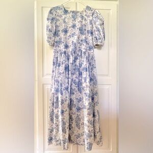 Vintage Laura Ashley blue and white floral dress, size 10, 100% Cotton